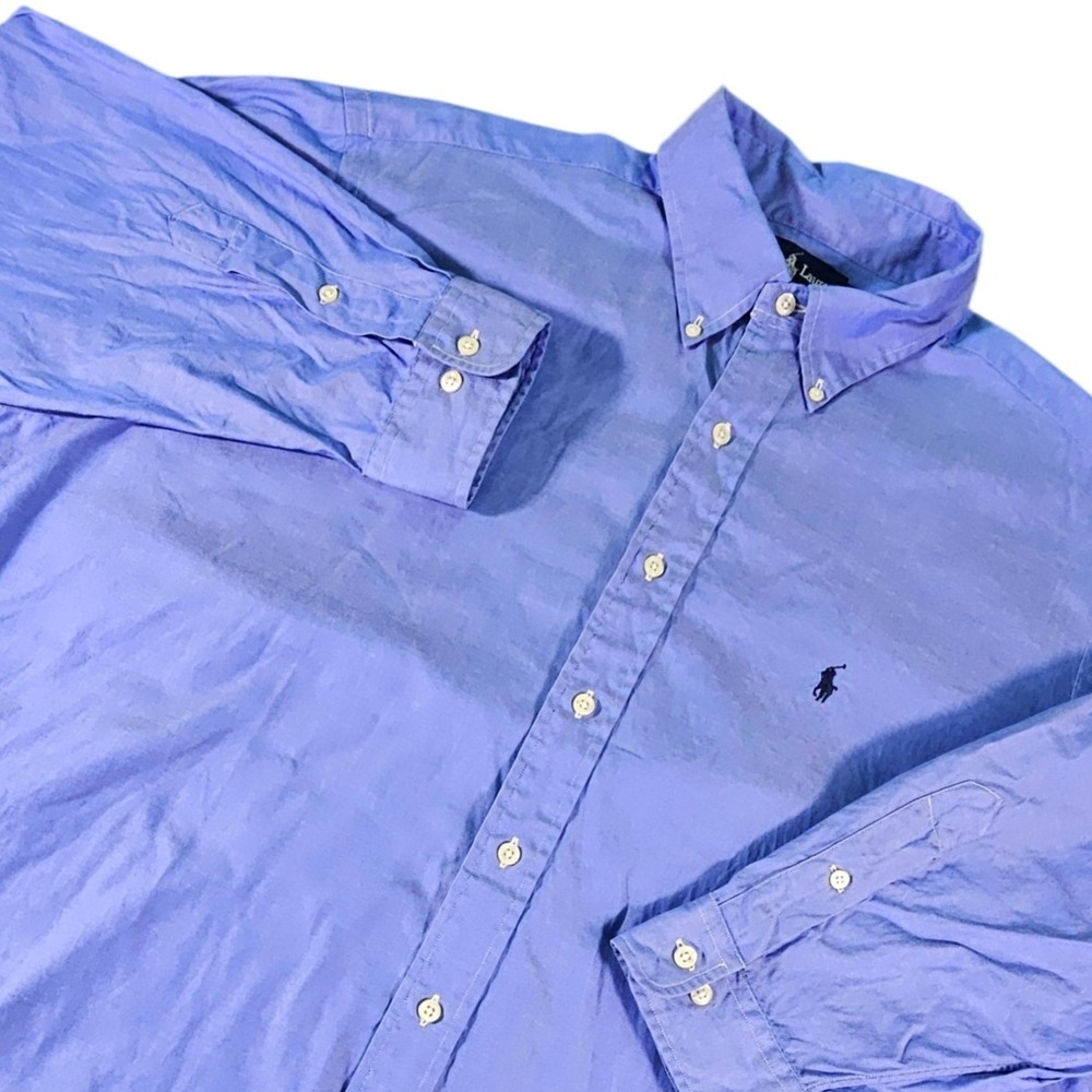 Ralph Lauren Yarmouth Shirt Mens 17 32/33 Blue Pinpoint Oxford Button Down Logo